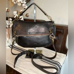 Bed Stu Tahiti Leather Crossbody Handbag Bag Black Rustic Retail $265